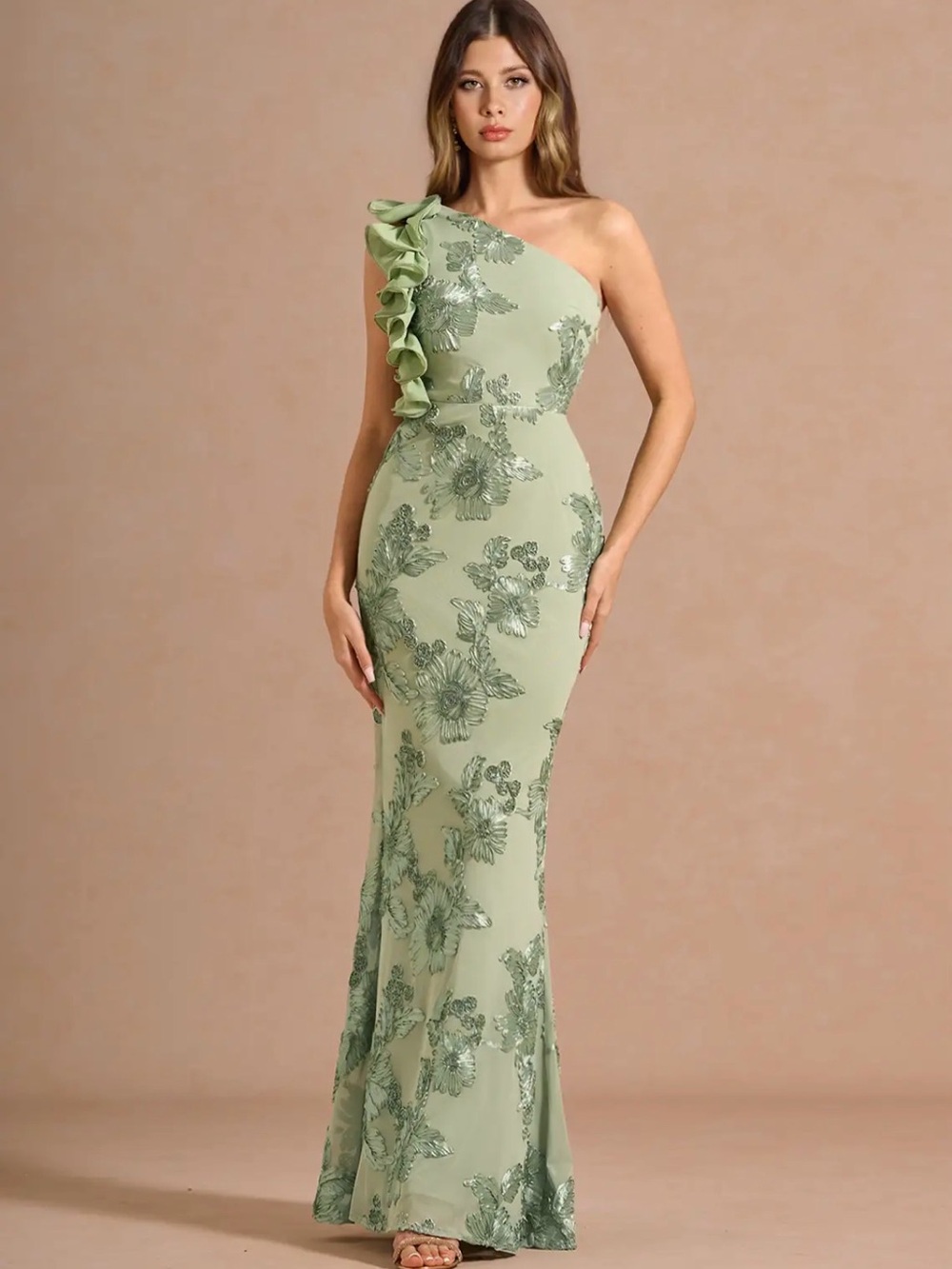 Azazie Jezebel Light Green Maxi Dress